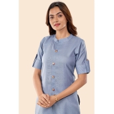 Glomee - Grey Cotton Womens Front Slit Kurti ( Pack of 1 ) - None