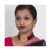 Sukkhi Alloy Maroon Traditional Necklaces Set Choker - Maroon