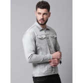 Rodamo Men Grey Denim Cotton Jacket with Patchwork