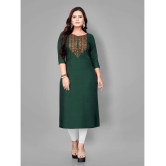 RIAANA - Green Rayon Women's Straight Kurti ( Pack of 1 ) - None