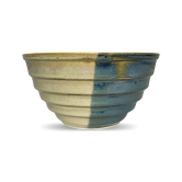 Ceramic Dining Studio Collection Half-Cut Blue & Brown Handglazed Designer Ceramic 1000ML Serving Bowl