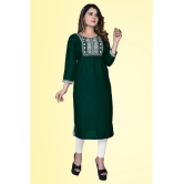 haya fashion - Green Rayon Women's Straight Kurti ( Pack of 1 ) - None