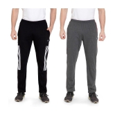 Zeffit Solid, Striped Men Black, Grey Track Pants (Pack Of 2 ) - 2XL