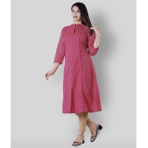 Glorious - Pink Cotton Women's Front Slit Kurti ( Pack of 1 ) - L