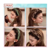 LYKAA Padded & Boho Headbands, Puffy Sponge Thick check printed Vintage Hair Accessories Pack Of 2 - Brown