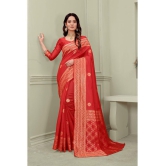 ofline selection - Red Cotton Blend Saree With Blouse Piece ( Pack of 1 ) - Red