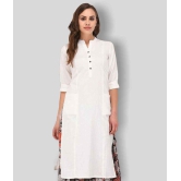 Pistaa - White Cotton Women's Straight Kurti ( Pack of 1 ) - M, Green