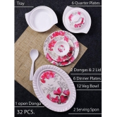 Homepro Fountain Wand White & Pink Melamine 32 Pcs Dinner Set - Multicolor