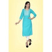 Kapadia - Light Blue Rayon Womens Straight Kurti ( Pack of 1 ) - None