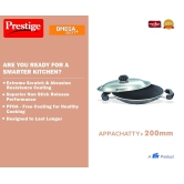 Prestige Omega Select Plus Residue Free Non-Stick Deep Appachetty with Lid, 20cm (Aluminium, Black)