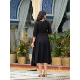 Juniper Rayon Embroidered Knee Length Womens A-line Dress - Black ( Pack of 1 ) - None