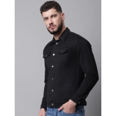 Rodamo Men Black Denim Cotton Jacket with Patchwork