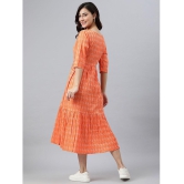 Janasya - Cotton Orange Womens Fit And Flare Dress ( Pack of 1 ) - None