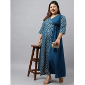 Janasya Crepe Checks Angrakha Womens Kurti - Teal ( Pack of 1 ) - None