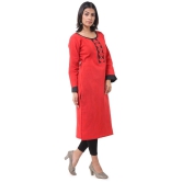 DESHBANDHU DBK - Red Cotton Womens Straight Kurti - None