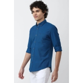 Men Blue Super Slim Fit Solid Full Sleeves Casual Shirt