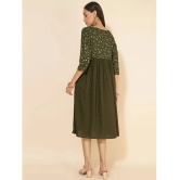 Janasya Rayon Printed Anarkali Womens Kurti - Olive ( Pack of 1 ) - None