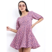 Ketch Polyester Printed Mini Womens Fit & Flare Dress - Pink ( Pack of 1 ) - None