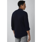 Men Navy Slim Fit Textured Full Sleeves Casual Shirt