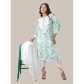 Pravia Lucknowi Chikankari Premium Very Fine Hand Embroidered MUL MUL Cotton Long Kurti with Quersia Lace, Peach Colour