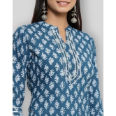 KIPEK - Blue Cotton Women's Straight Kurti ( Pack of 1 ) - XL