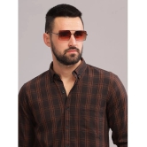 Paul Street 100% Cotton Slim Fit Checks Full Sleeves Mens Casual Shirt - Brown ( Pack of 1 ) - None