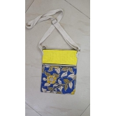 JFL Jute & Cotton Sling Bag ( Yellow & Blue)