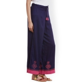 Women Navy Blue Printed Relaxed Fit Palazzo Trousers