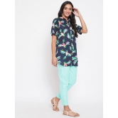 Women Navy Blue & Sea Green Printed Shirt with Trousers