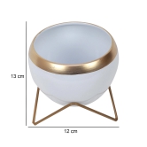 Apple Shape Metal White & Gold Planter (Set of 2)-White & Gold