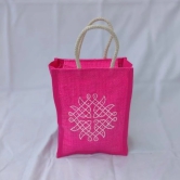 Sonchiraiya Pink Colour Mini Jute Bag