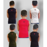 HAP Boys Multicolor Printed Vest | Tank top |Sleeveless Tshirt - Pack of Five - None