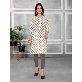 Rangita Women Cotton Off White Printed Knee Length Straight Kurti - None