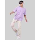 AKTIF Cotton Blend Oversized Fit Solid Half Sleeves Mens T-Shirt - Lavender ( Pack of 1 ) - None