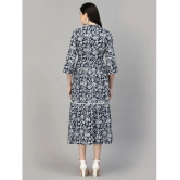 Stylum Cotton Printed Midi Womens Fit & Flare Dress - Navy Blue ( Pack of 1 ) - None