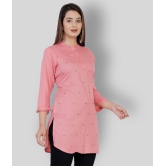 HIGHLIGHT FASHION EXPORT - Pink Rayon Women''s Straight Kurti ( Pack of 1 ) - M