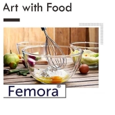 Femora Borosilicate Glass Microwave Safe All-Purpose Mixing Bowl,700 ML, 1650 ML, 2650 ML, Set of 3