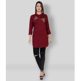 HIGHLIGHT FASHION EXPORT - Red Rayon Women''s Straight Kurti - XXL