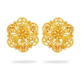 LUV FASHION Golden Stud Earrings ( Pack of 1 ) - Golden