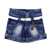 Arshia Fashions - Blue Denim Girls Hot Pants ( Pack of 1 ) - None