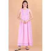 Glomee - Pink Viscose Women's Nayra Kurti ( Pack of 1 ) - None