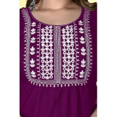 haya fashion - Magenta Rayon Women's Straight Kurti ( Pack of 1 ) - None