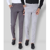 SREY - Grey Polycotton Slim - Fit Men's Chinos ( Pack of 2 ) - None