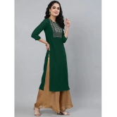 JASH CREATION - Green Rayon Womens Straight Kurti ( Pack of 1 ) - None