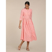 Karigari Cotton Pink Fit And Flare Dress - - S