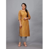 RIAANA Rayon Printed Straight Womens Kurti - Mustard ( Pack of 1 ) - None