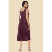 Glomee Crepe Solid Midi Womens Fit & Flare Dress - Mauve ( Pack of 1 ) - None