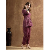 Stylum Wine Self Design Pant Top Set - None