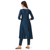 VEEKEEDA Womens Regular Plain Round Neck Straight Rayon Cotton Stitched Kurti with Plain Bottom(XL): BLUE - XL