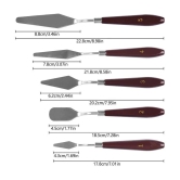 ECLET Palette Painting Knives - Set of 5 Various Sizes & Shapes, Stainless Steel Scraper Spatula with Polished Brown Handle for Artist Canvas Oil Paint Mixing Colour(B)